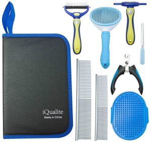 iQualite 8PCS Dog Brush Grooming Kit